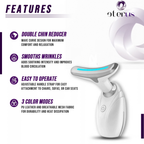 eterus face and neck massager vibration and LED feature graphic