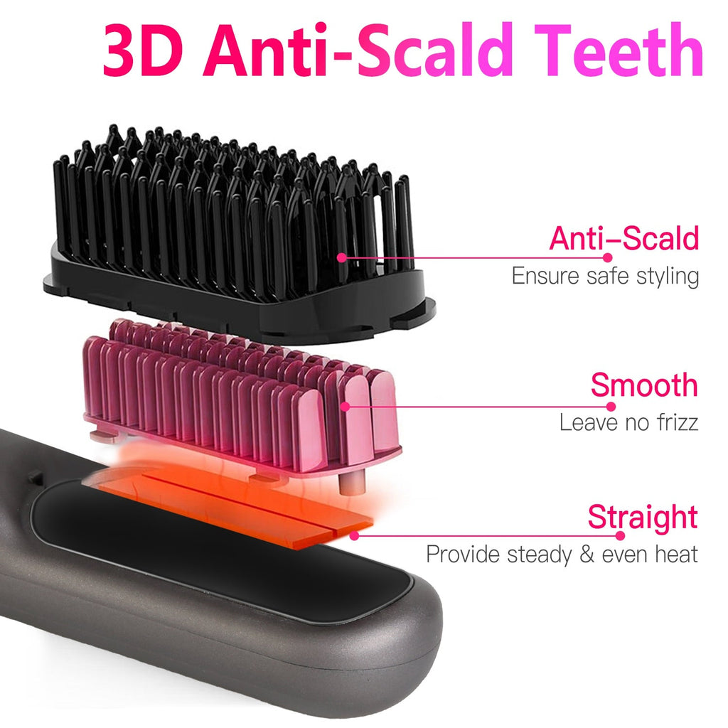 Cordless Ionic Hair Straightener Brush