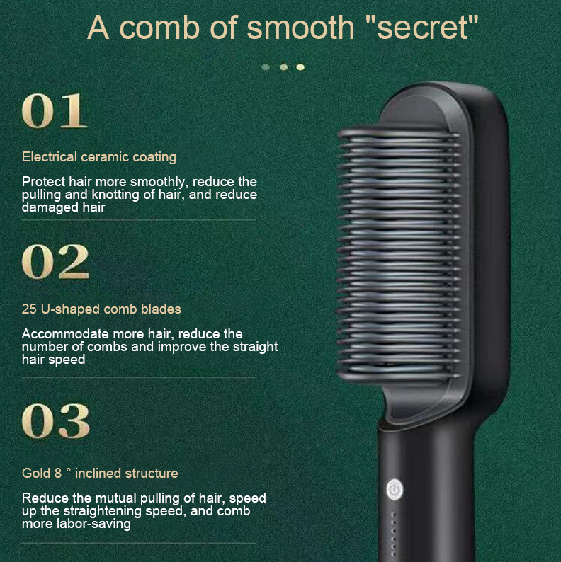 2-in-1 Hair Straightener Brush