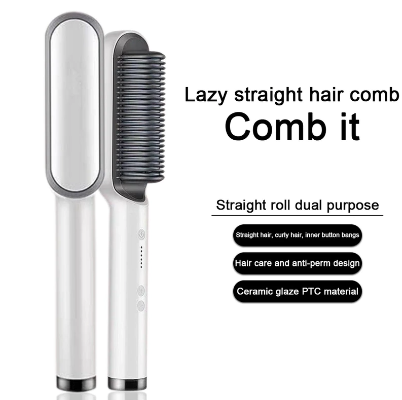 2-in-1 Hair Straightener Brush