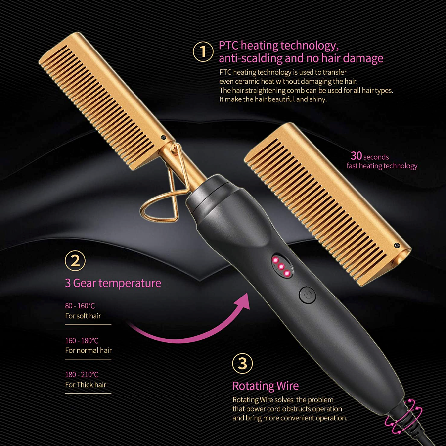 Electric Hot Comb Hair Straightener