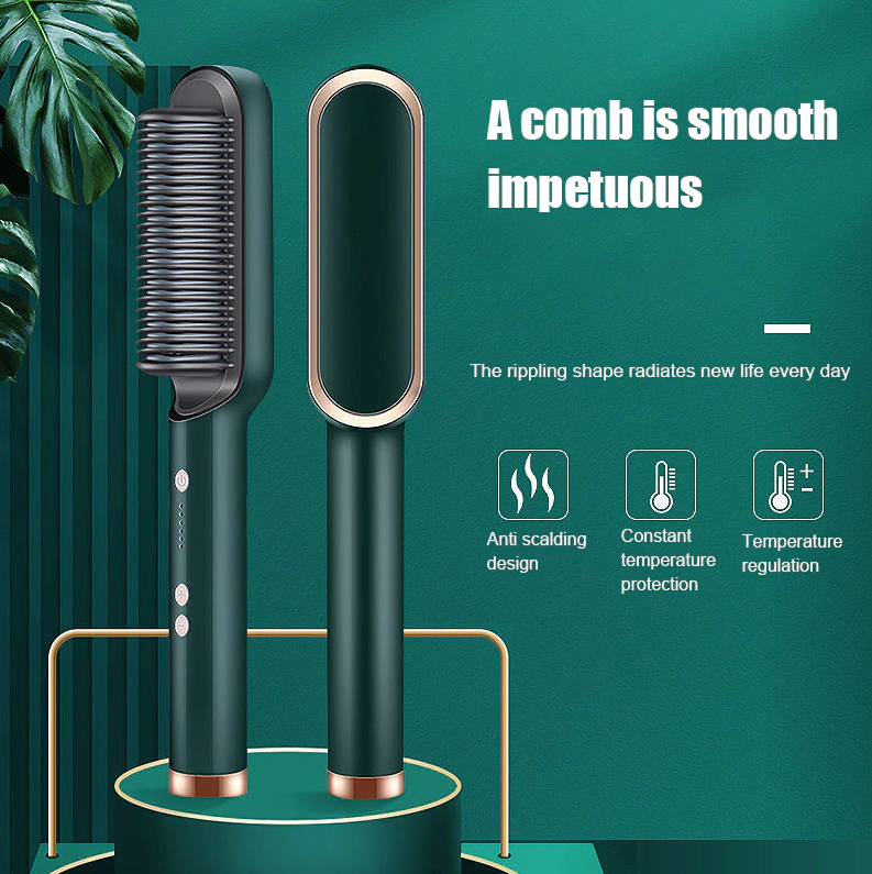2-in-1 Hair Straightener Brush