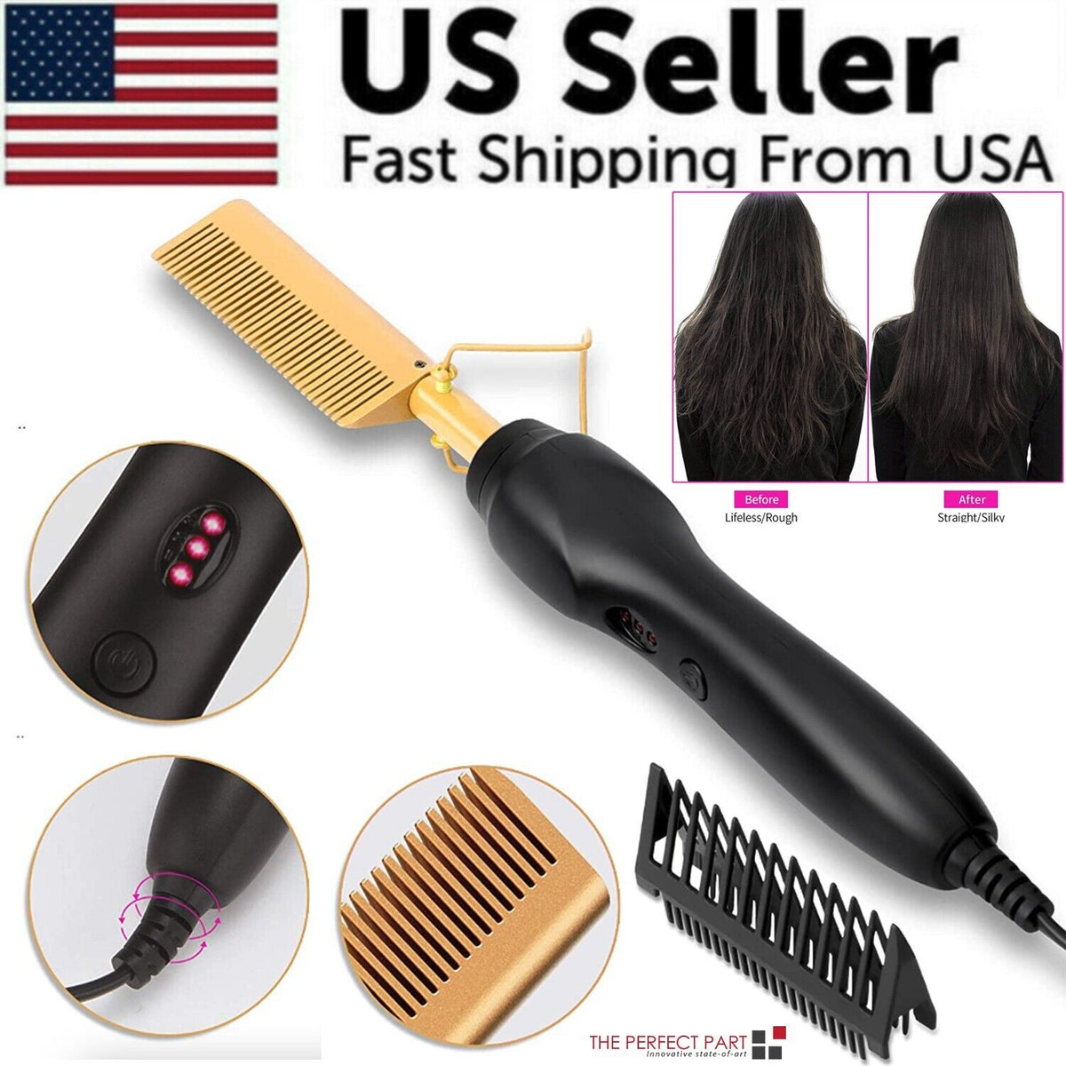 Electric Hot Comb Hair Straightener