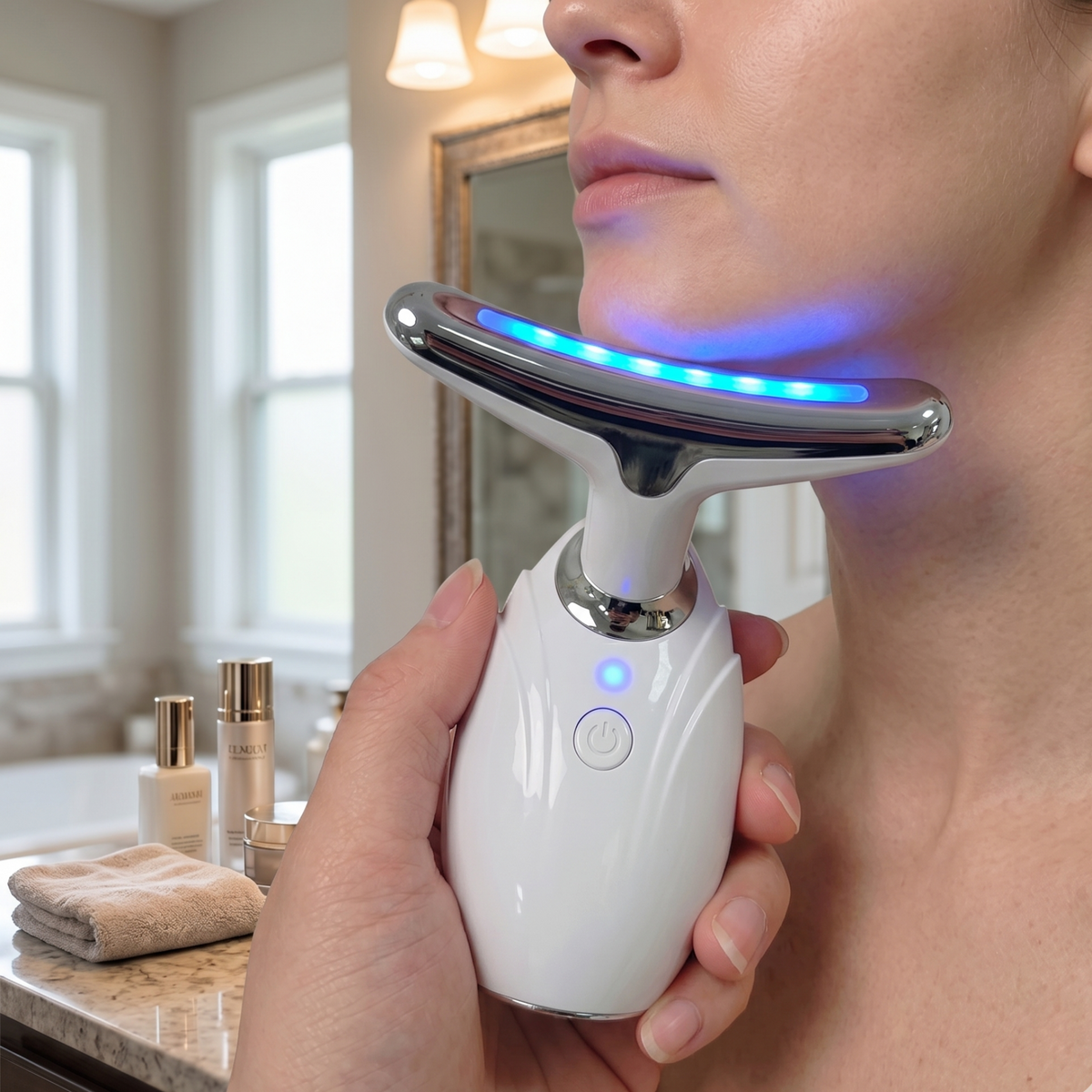 eterus 3-color LED face massager beauty routine image