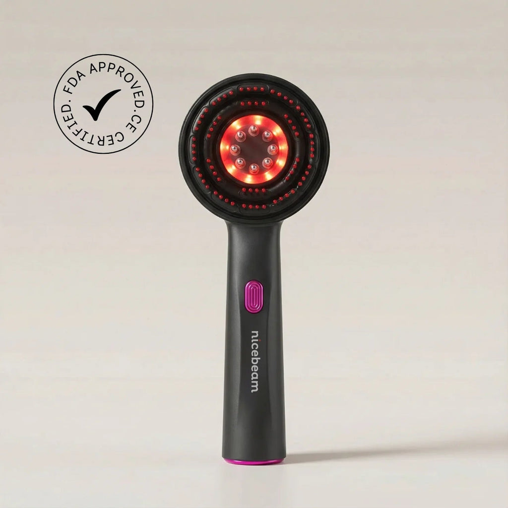 Nicebeam 3-in-1 LED scalp massager, front and back product view